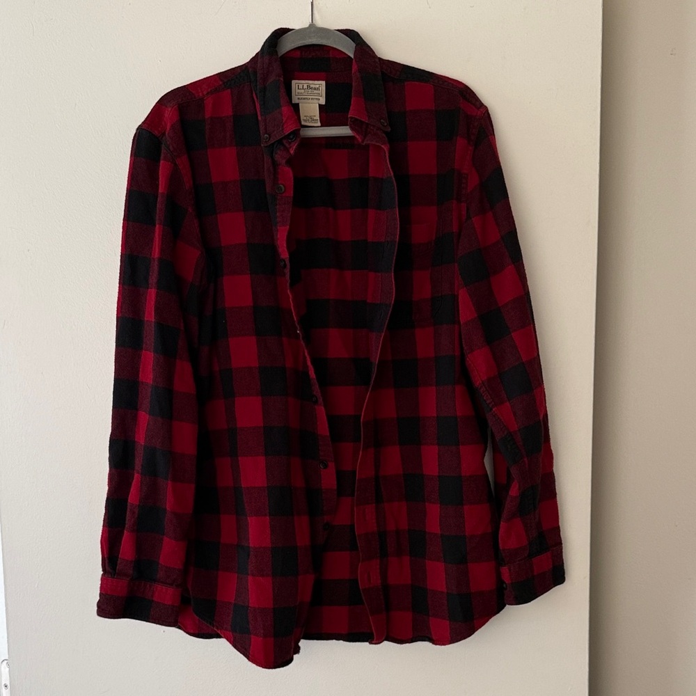 L.L. Bean Red and Black Checkered Shirt